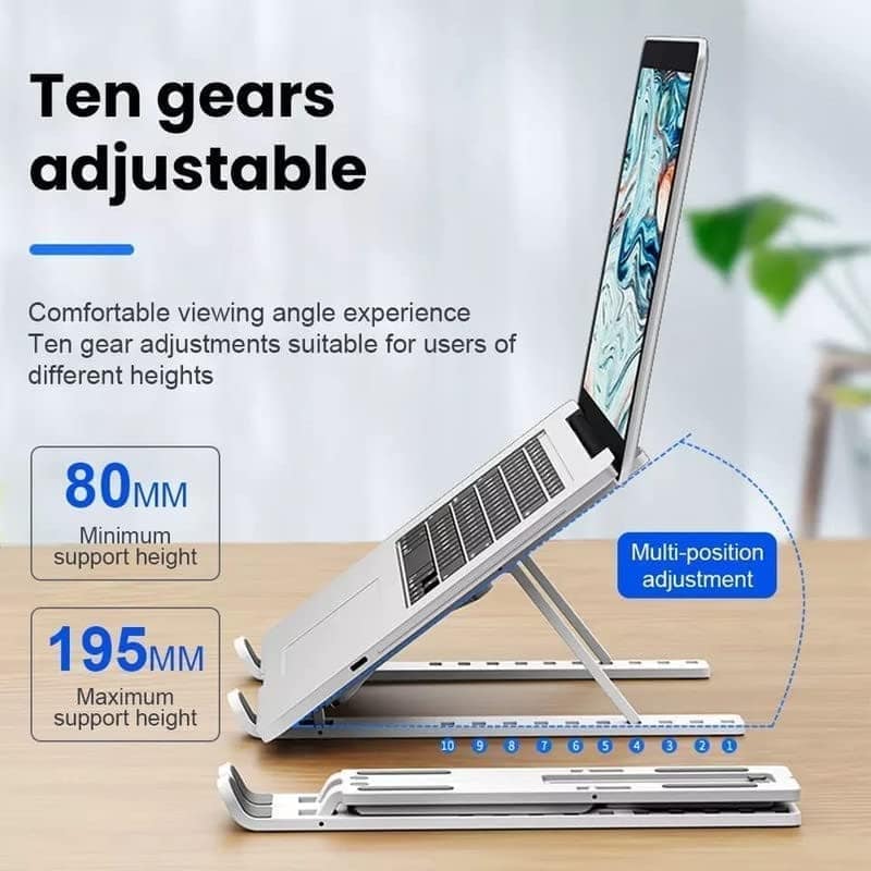 Laptop Stand 7 Height Adjustable, Aluminium, Ventilated, Foldable, Portable Laptop Holder For Desk & Table Mount Upto 15.6 Inch Laptop With Carry... view 2