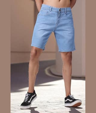 ZAYSH Light Blue Cotton Blend Men's Denim Shorts ( Pack of 1 )