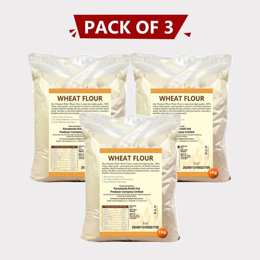 Wheat Flour (1 kg), pack of 3 view 2