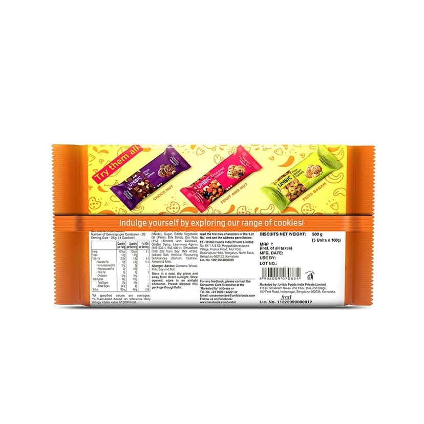 Unibic Cookies, Cashew Badam Cookies, Kaju Biscuit, Cashew Biscuits, Almond Cookies, 500G view 2