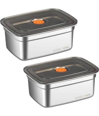RAVISTRA Fridge Storage Box Steel Silver Food Container ( Set of 2 )