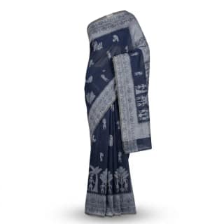 Navy Blue Sambalpuri Saree