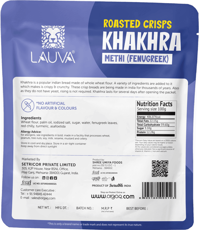 Lauva Vrunda Wheat Khakhra Methi(Fenugreek) + Masala view 2