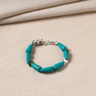 Green - Handmade German Silver Beaded Bracelet 03