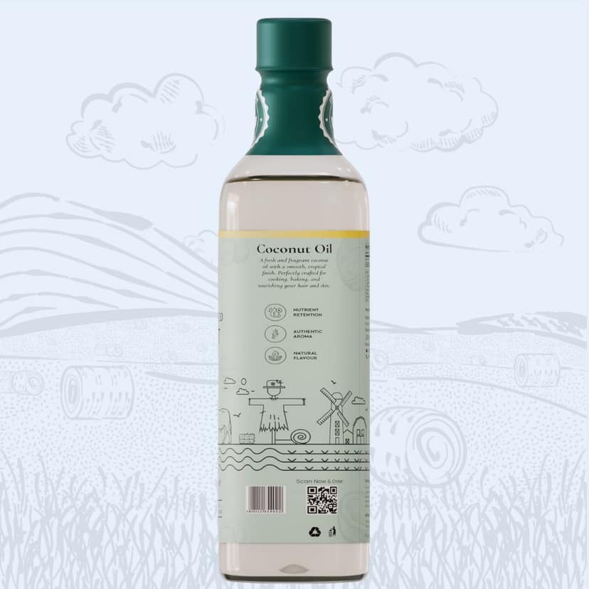 JustPressed Coconut Wood Pressed Oil (Chekku) Cold Pressed Coconut Oil, 100% Pure & Natural Untreated & Unrefined Coconut oil for Healthy Cooking | Kachi Ghani Oil | Wood Cold Pressed Oil | Coconut Oil - 1 litre view 2