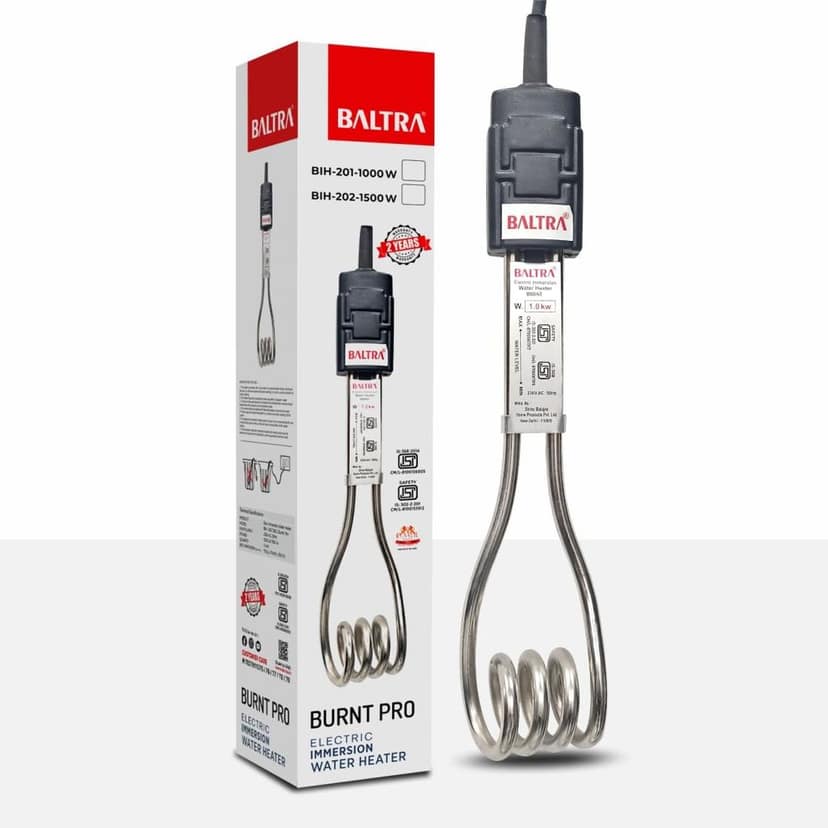 Baltra Immersion Water Heater | Shock Proof Body | Water Heater Rod for Bathroom Immersion Rod Water Heater With Bucket Clip | 2 Years Replacement Warranty
