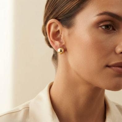 Gold Classic Ball Studs | Gold-Tone Anti-Tarnish Imitation Jewellery view 2
