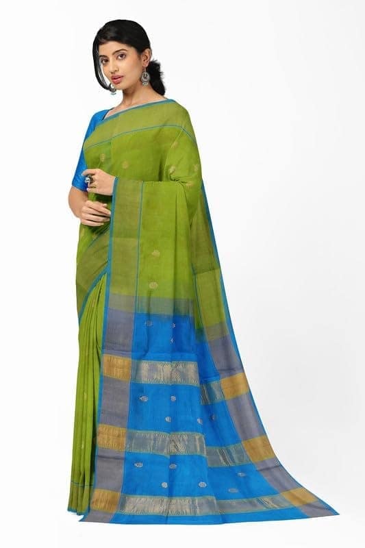 APCO Handloom - Women's Venkatagiri SICO Cotton Blend Handloom Saree, Green 08 view 2