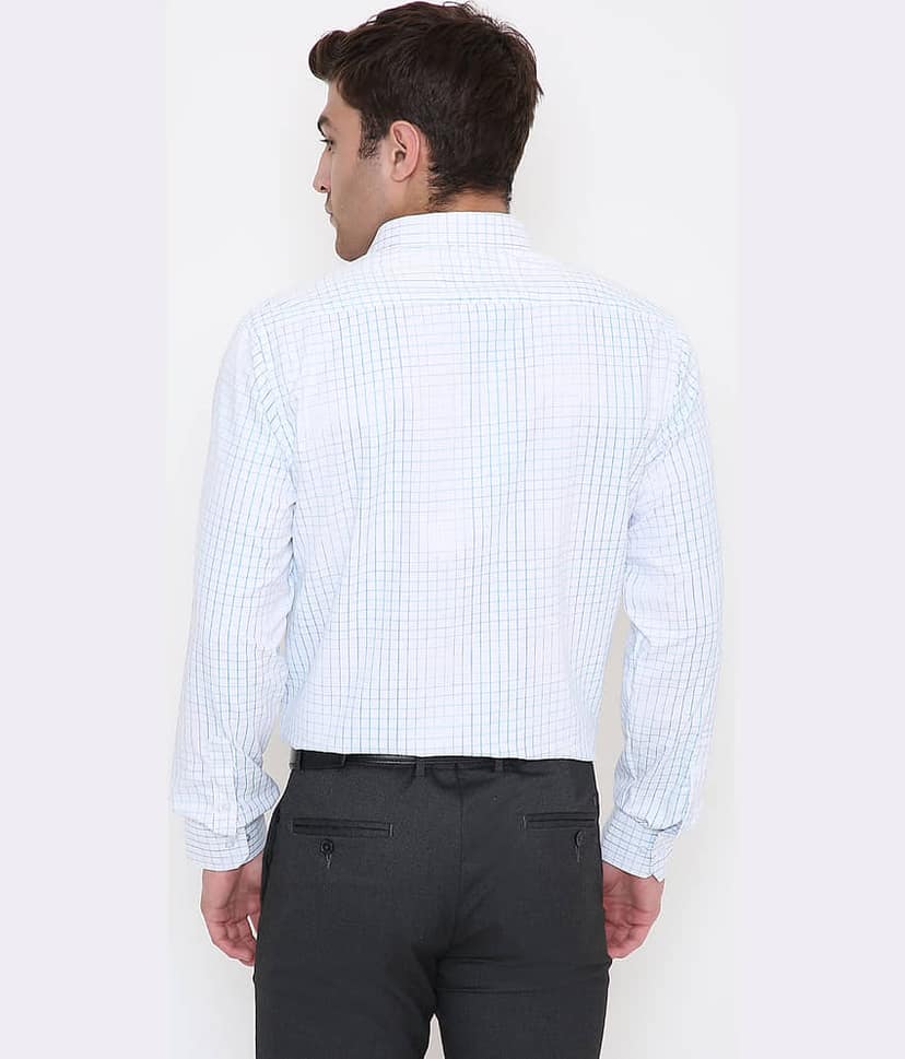 Maharaja Cotton Blend Slim Fit Full Sleeves Men's Formal Shirt - Blue ( Pack of 1 ) view 2