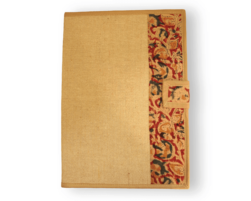 Handmade Jute File Folder with Kalamkari Fabric Border view 2