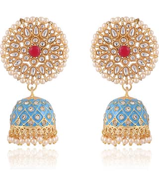 VIRAASI - Blue Jhumki Earrings ( Pack of 1 )
