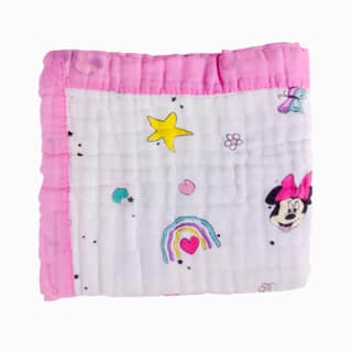 6-Layer Muslin Cotton Baby AC Blanket — Ultra-Soft, Breathable & Lightweight Blanket for Newborn to 6 Years, Stroller Cover & Crib Sheet (White and Candy Pink)