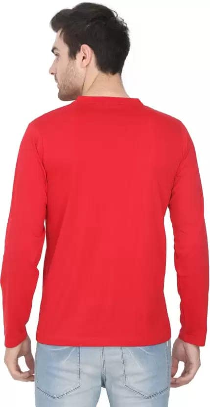 Men Solid Round Neck Pure Cotton Red T-Shirt view 2