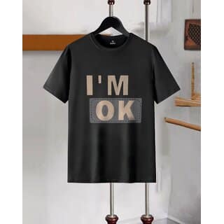 AUSK Mens Casual Printed Cotton Blend Black & Beige Summer wear Co-ords set of T-Shirt & Trakpant view 2