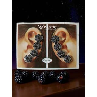 Vivastri Flower Oxidised Silver Alloy Earcuff,Cuff Earrings for Women & Girls [VIVA2794ERG] (Pack of- 1 Pair Earring)