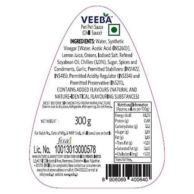 Veeba Peri Peri Sauce, 300 G view 2