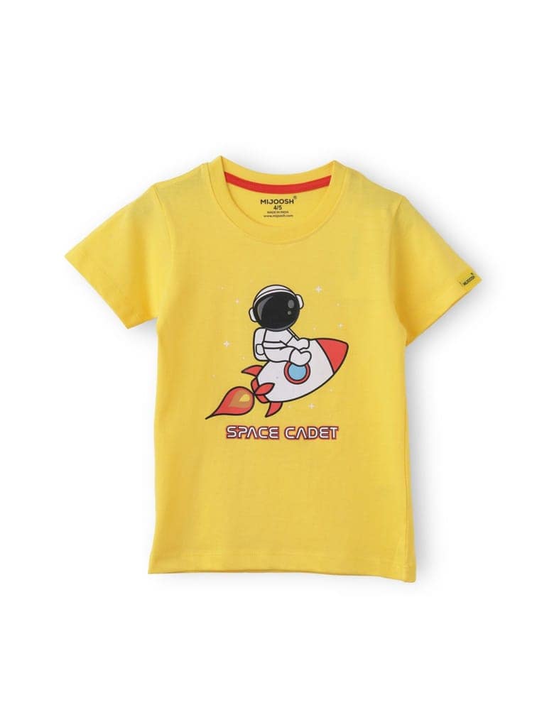 Boys T shirt Cotton Dandelion Yellow Space Cadet view 2