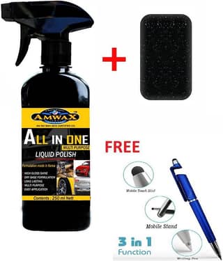 AMWAX ALL IN ONE POLISH 250 ML WITH APPLICATOR + FREE 3 IN ONE PEN (MULTICOLOUR)
