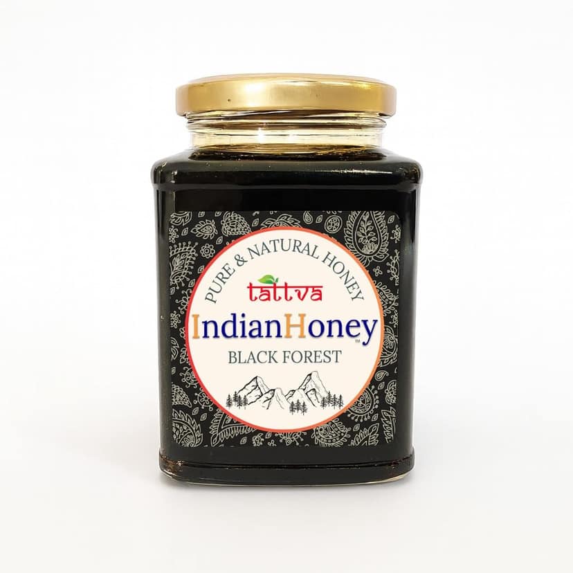 IndianHoneyBlack Forest with Tulsi Honey Combo (Pack of 2) | Pure & Natural | 1kg (500g Each) | Unprocessed & Unfiltered Natural Sweetener view 2