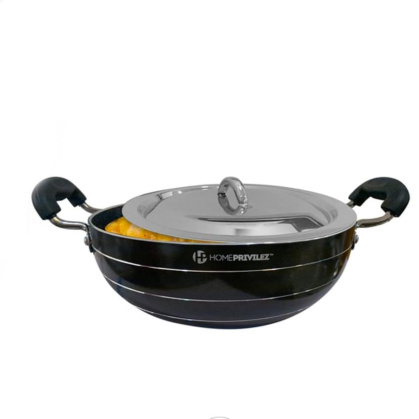 Non-Stick Induction KADHAI (5-layer granite coating) with SS Lid view 2
