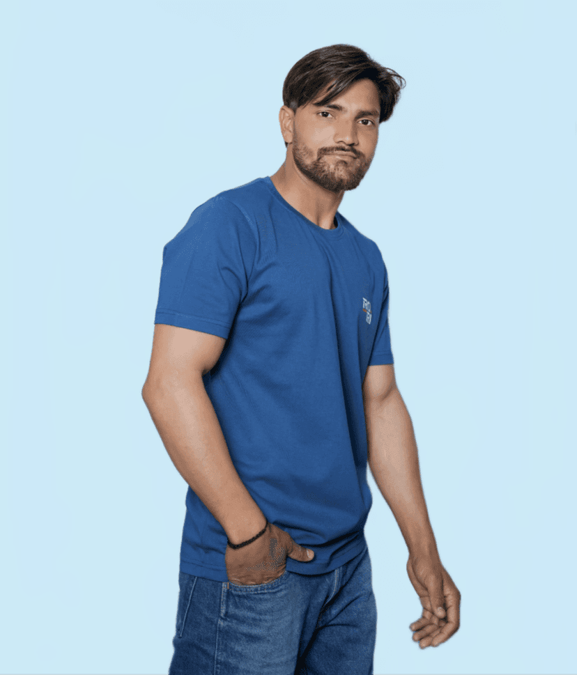 Premium Cotton Men's Classic Series Round Neck Half Sleeve T-Shirt by Rori | Solid Color | Made in India view 2