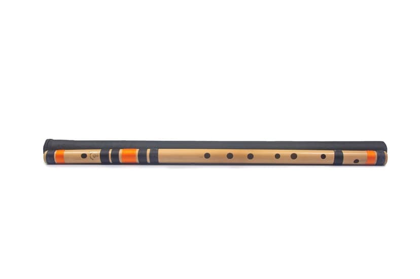 Radhe Flutes Bamboo Bansuri G Natural Right Handed Base Octave (26 inch) With Hard Cover & Mineral Oil