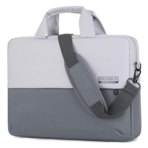 BROGBUS Waterproof Unisex Laptop Slim Sleeve Bag for 15.6 Inch Laptops and Notebooks with Shoulder Strap (Grey) BROGBUS Waterproof Unisex Laptop Slim Sleeve Bag for 15.6 Inch Laptops and Notebooks with Shoulder Strap (Grey) - Grey White