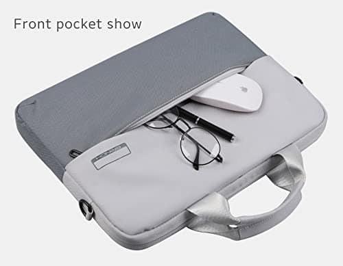 BROGBUS Waterproof Unisex Laptop Slim Sleeve Bag for 15.6 Inch Laptops and Notebooks with Shoulder Strap (Grey) BROGBUS Waterproof Unisex Laptop Slim Sleeve Bag for 15.6 Inch Laptops and Notebooks with Shoulder Strap (Grey) - Grey White view 2