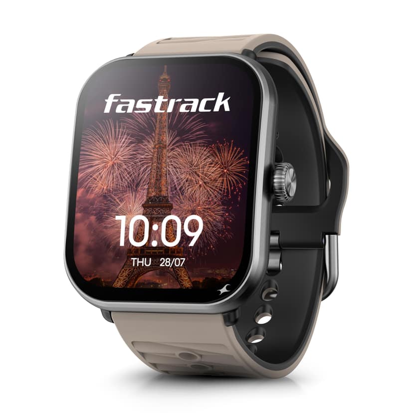 Fastrack MYND 1.93 AMOLED Display Smart Watch for Men & Women with AI Watch Faces,AI Chat,Offline Voice Commands,Curved Metallic Design,Functional Crown,BT Calling, Health Suite,100+ multisport modes Fastrack MYND 1.93 AMOLED Display Smart Watch for Men