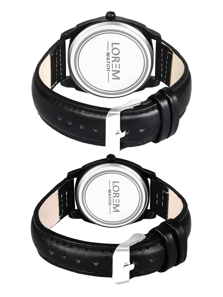 LOREM Cubic Designer Print Analog Watch Set for Couples-UF view 2
