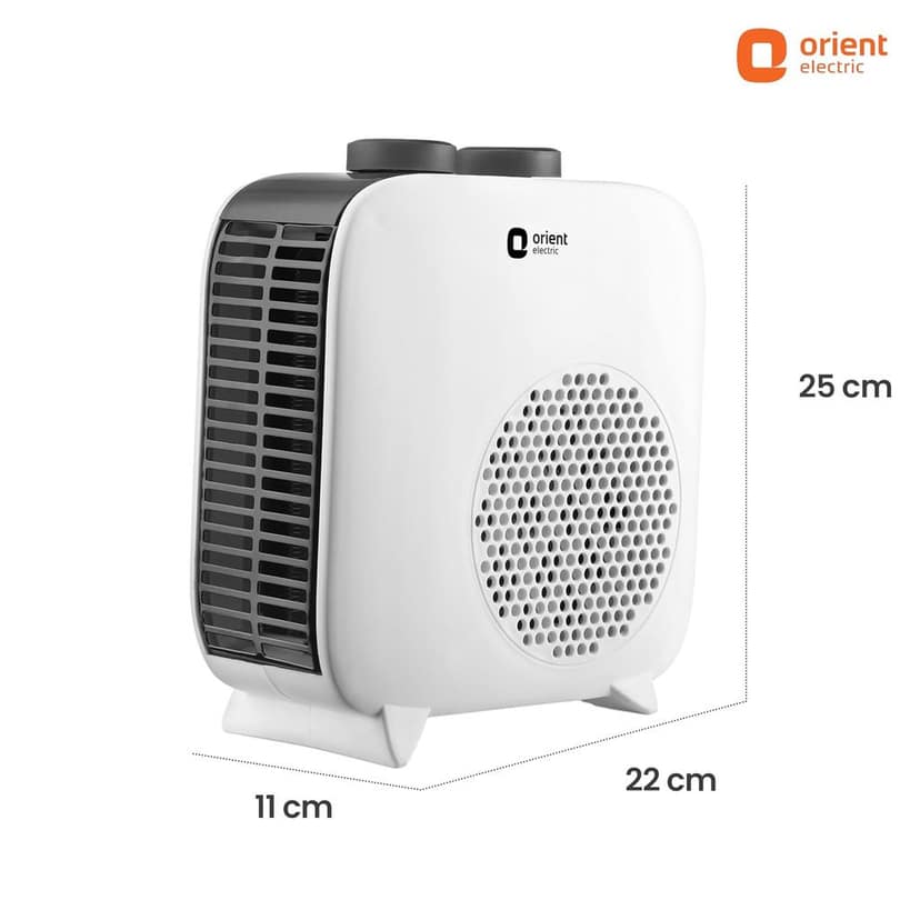 Orient Electric Glint Room Heater for Home | Dual Heating Mode (1000/2000 Watts) | Overheat Protection | Dual Placement | 5 Level Safety Protection | Electric Fan Heater for Winter | Pack of 1 - White view 2