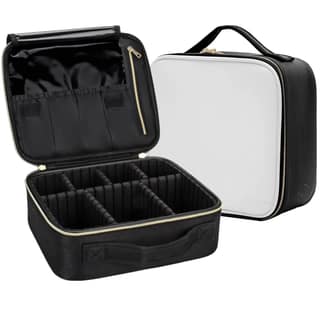 LACOPINE Portable Cosmetic Organizer Multi Functional Cosmetic Bag Makeup Handbag for Travel & Home Gift (Black & White 10 INCH(1 Layer)) LACOPINE Portable Cosmetic Organizer Multi Functional Cosmetic Bag Makeup Handbag for Travel & Home Gift (Black & Wh