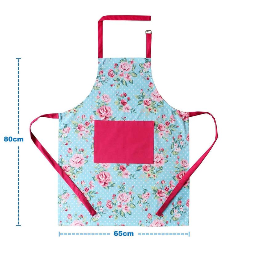Airwill Cotton Floral Design Blue Color Apron (Pack of 1pc) view 2