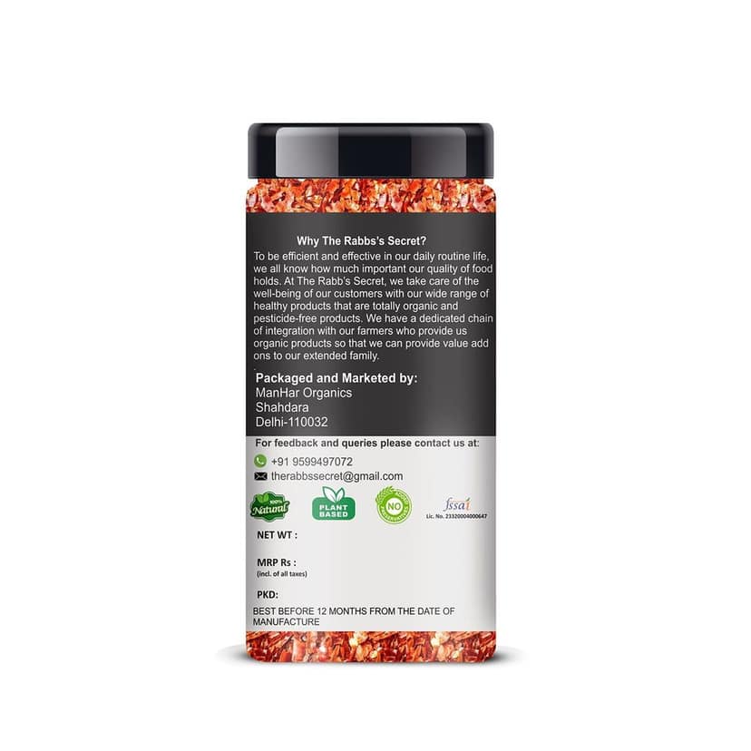 The Rabb's Secret Red Chilli Flakes Seasoning Jar: 80gm (Chilly Flakes, 80gm) view 2