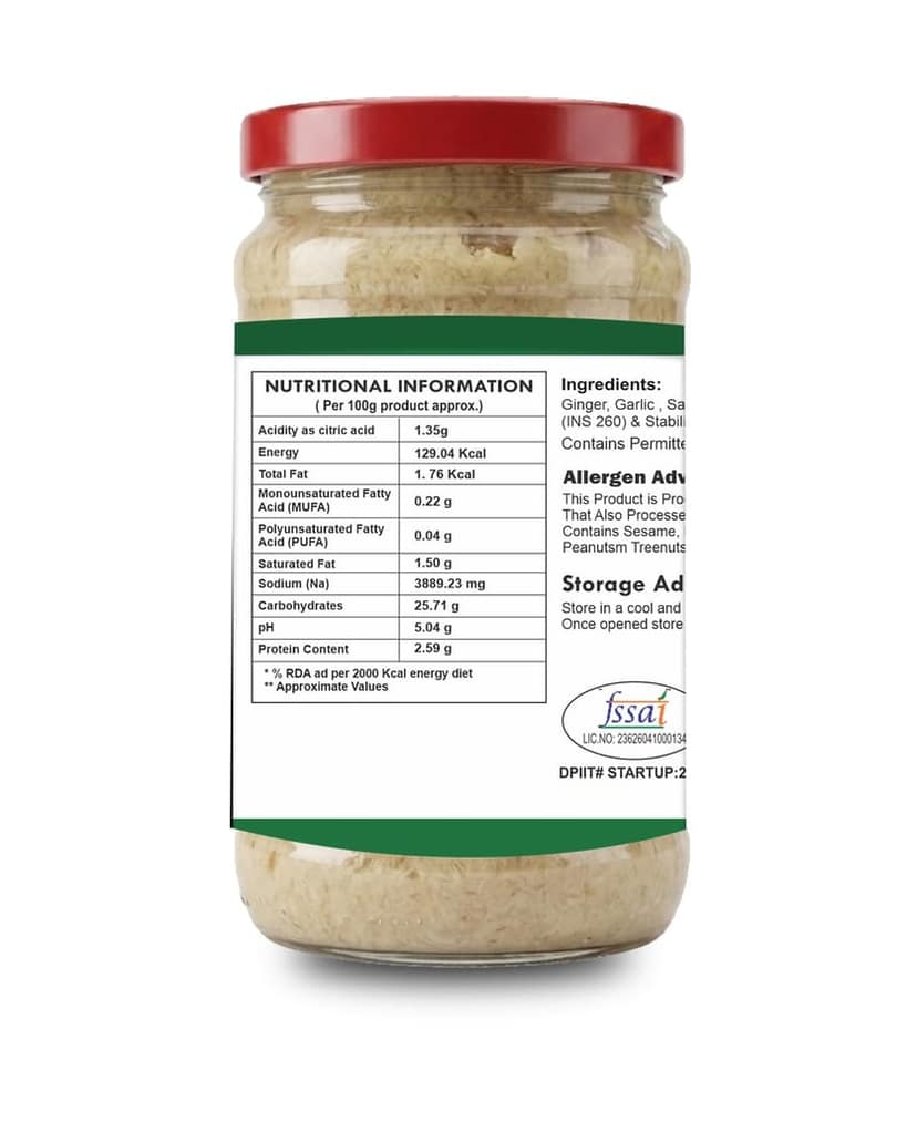 Ginger Garlic Paste � Ready to Use Fresh Aromatic Cooking Paste for Indian & Asian Recipes | Smooth Texture | Convenient Plastic Jar with Red Lid view 2