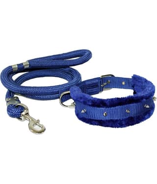 Petshop7 Premium Quality Fur Padded Nylon Spiked Dog Collar & Leash Rope (Neck Girth Size - 17-21inch) Dog Collar & Leash