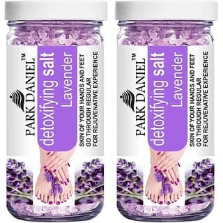 PARK DANIEL Premium Lavender Bath Salt- For Soothing &amp; Relaxation -Pedicure &amp; Manicure Salt Combo Pack Of 2 Jars of 200 gms(400 gms) (400 g)
