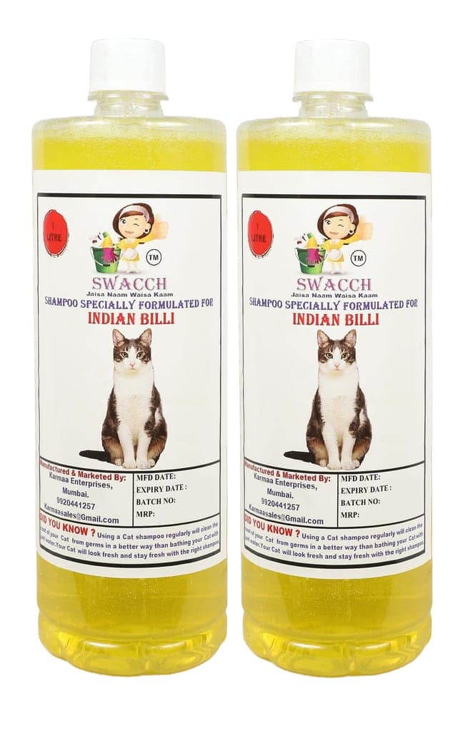 SWACCH Shampoo Specially FORMULATED for Indian Billi (1 Litre) (Pack of 2) Lemon view 2