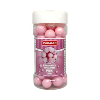 Puramio Glamour Balls Super Jumbo - Pink (14mm) For Cake Decoration, 125 gm