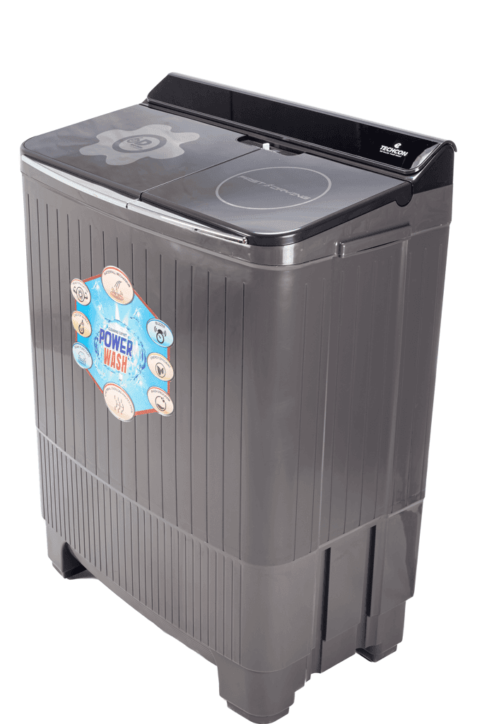 Techcon 1051FG Power Wash 10.5 Kg Grey Semi Automatic Washing Machine, Full Glass view 2