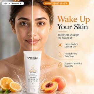 (Set of 2) CareVeda Vitamin C Face Wash with Peach Hyaluronic Acid, Refreshing Hydrating Cleanser, 75g view 2