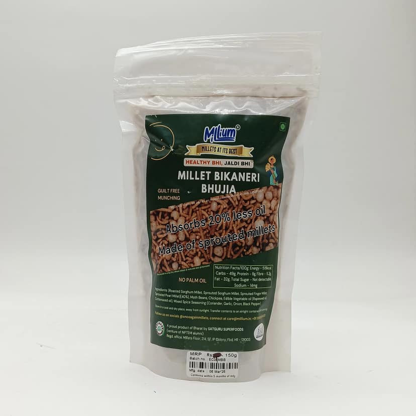 Millium Millet Bikaneri Bhujia with Sprouted Millets Gluten Free Snack 20 Percent Less Oil Healthy Crunchy Namkeen 100g Pack of 2 view 2