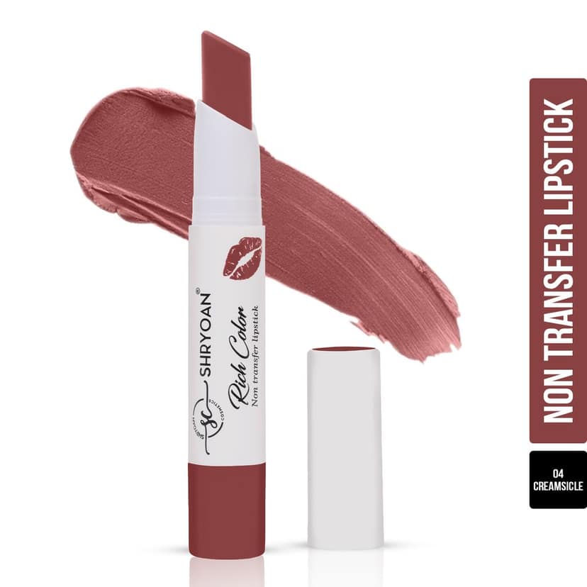 Shryoan Rich Color Non-Transfer Lipstick | Waterproof & Super Matte Finish | Long Stay Creamy Lipstick | Single Swipe Application (Creamesicle-04, 3.2gm) view 2
