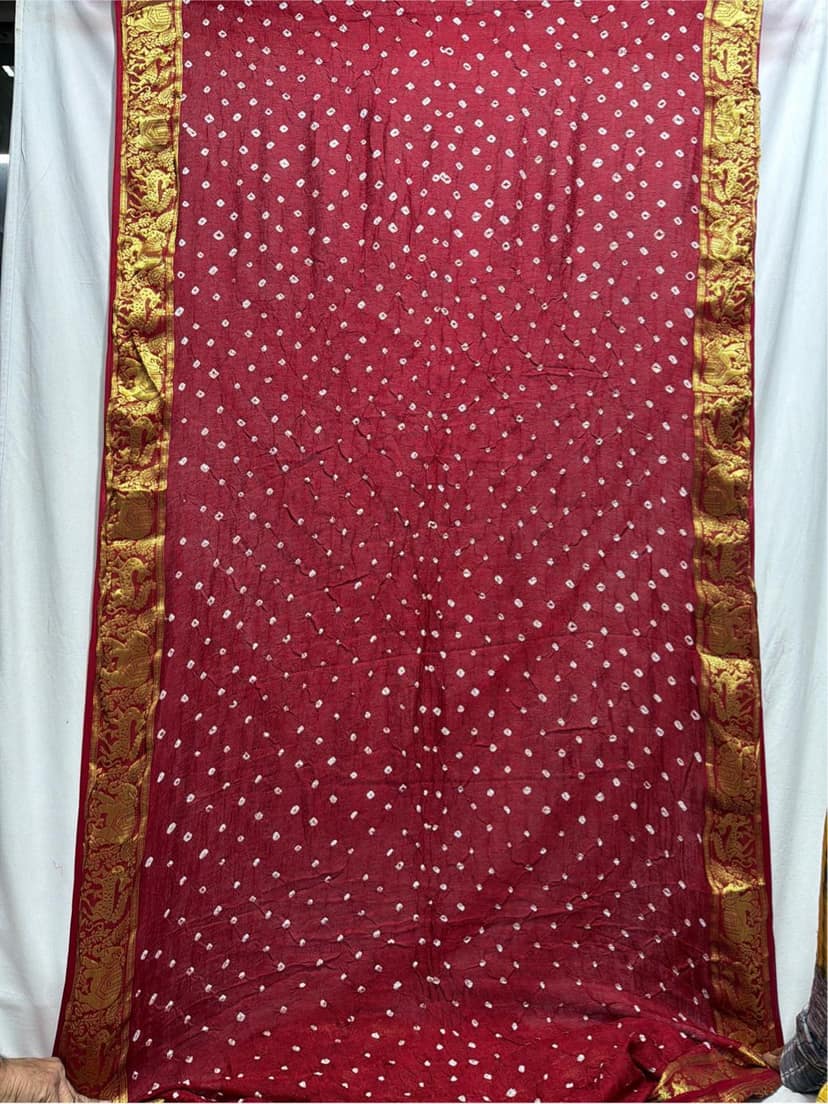 Kala Sanskruti All Over Red Color Art Silk Bandhani Saree 6.5M with Blouse Piece Elegant Traditional Wear Bridal Unique Saree for Women view 2