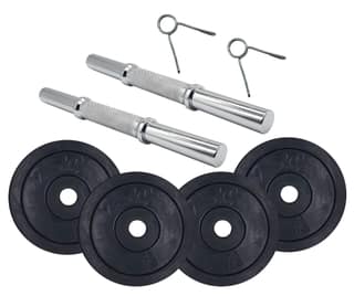 JJ Jonex Dumbbells, Rubber Dumbbells Set, 12Kg Rubber Dumbbell Plates with 25mm 1 Pair Steel Dumbbell Rods with Spring Locks
