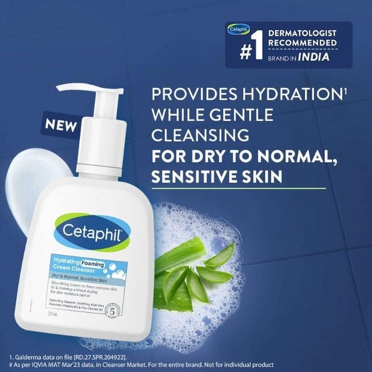 Cetaphil Moisturising Lotion + Hydrating Foaming Cream Cleanser Combo (236 ml + 100 ml) Pack of 2 view 2