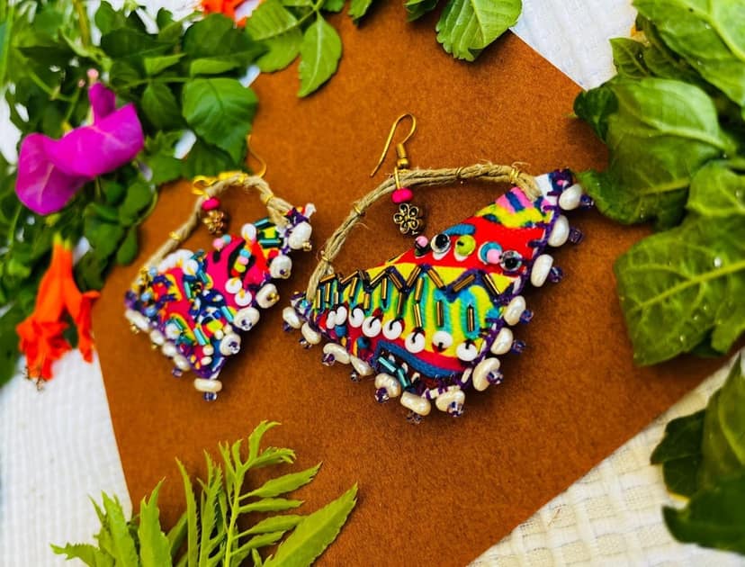 Dhanak Handcrafted earrings- III view 2