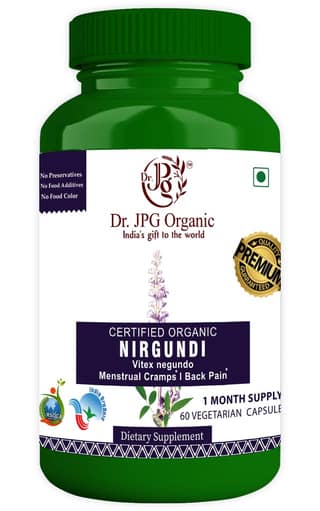 Dr JPG Organic Herbals Nirgundi Capsules For Joint Pain & Back Pain 60 Veg. Capsules | INDIA ORGANIC Certified (Pack Of 1)
