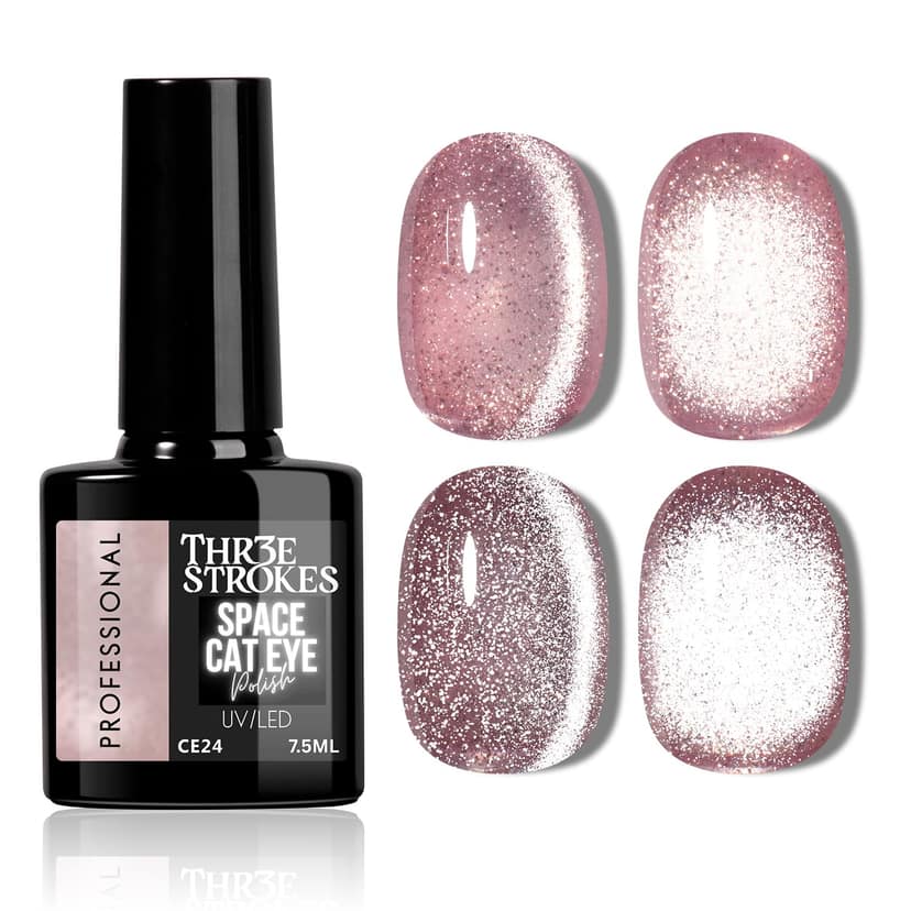 THR3E STROKES 9D Glitter Cat Eye Gel Finish Magnetic Nail Polish Art Manicure DIY at Home Soak Off UV Gel 7.5ML (CE24, 7.5ML) THR3E STROKES 9D Glitter Cat Eye Gel Finish Magnetic Nail Polish Art Manicure DIY at Home Soak Off UV Gel 7.5ML (CE24, 7.5ML) -
