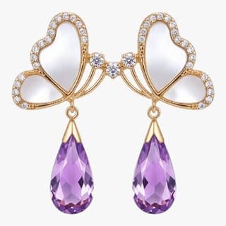 Butterfly Earring with Purple Crystal Korean-Style Earrings